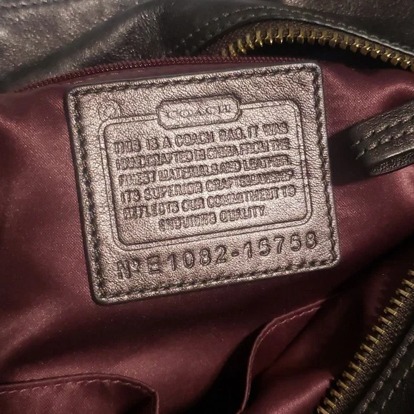 Coach Mia Op Art Lurex Brown Sateen Leather Trim Gold Hardware 15758 w/Dust Bag - Picture 5 of 8